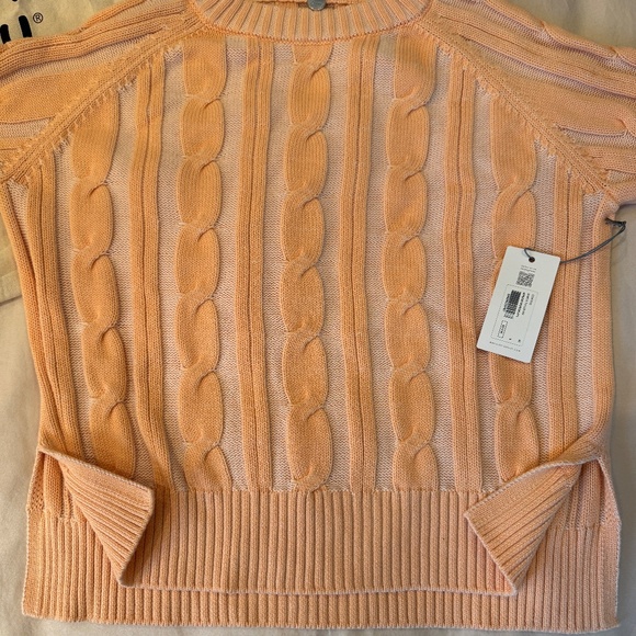 NWT Margaret O’Leary Cable Knit Crewneck Sweater – Peach, Size S - Picture 2 of 13